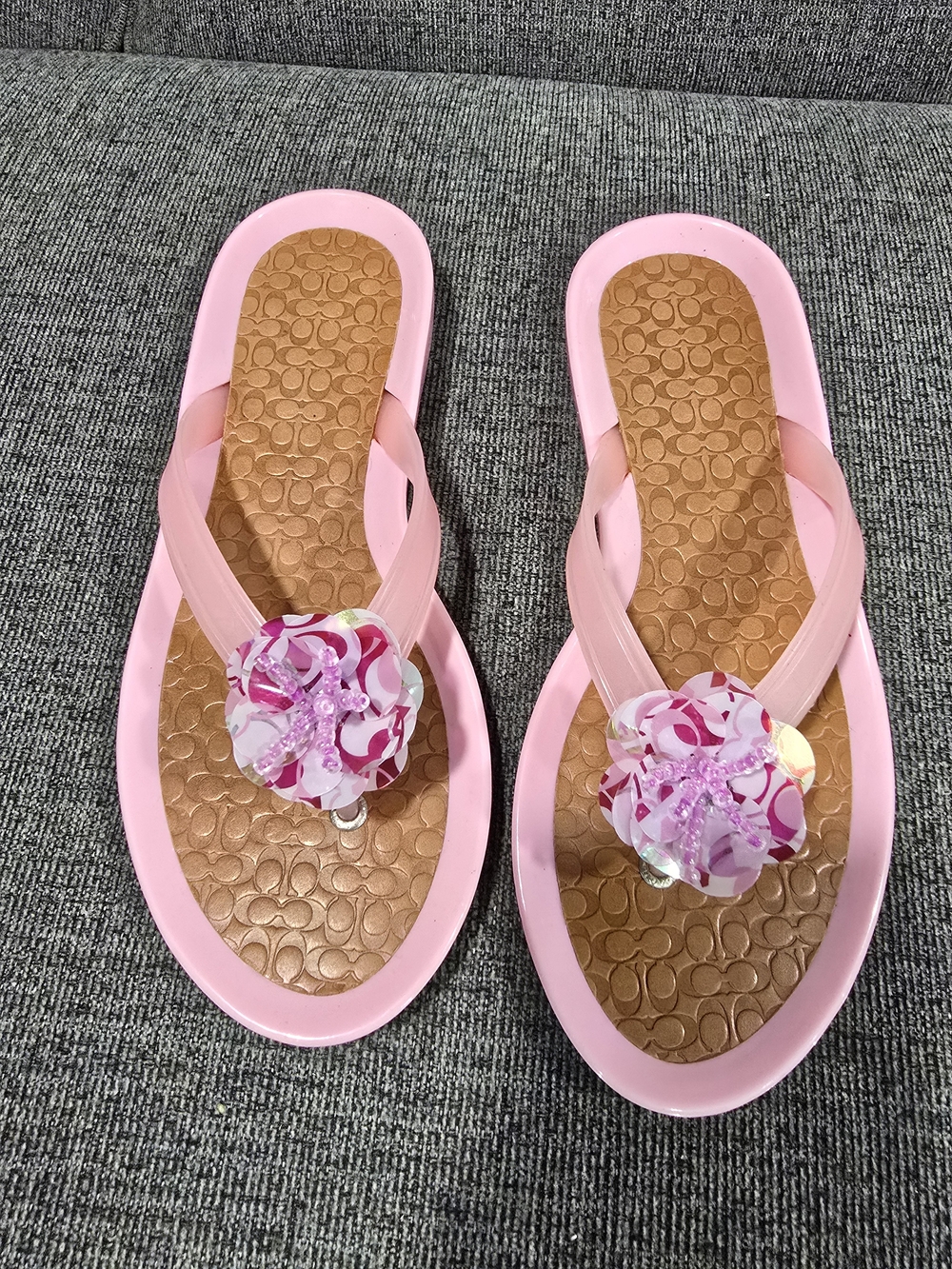 Coach Pink Floral Jelly Flip Flop Sandals